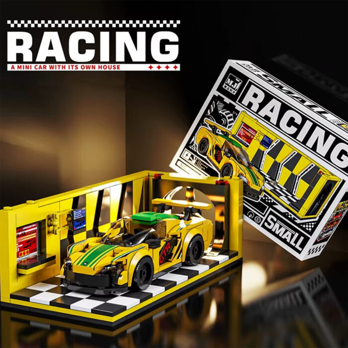 პატარა მანქანა პოდიუმით - ყვითელი