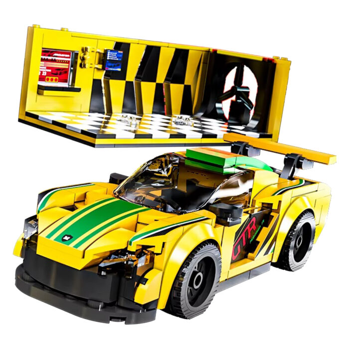 პატარა მანქანა პოდიუმით - ყვითელი